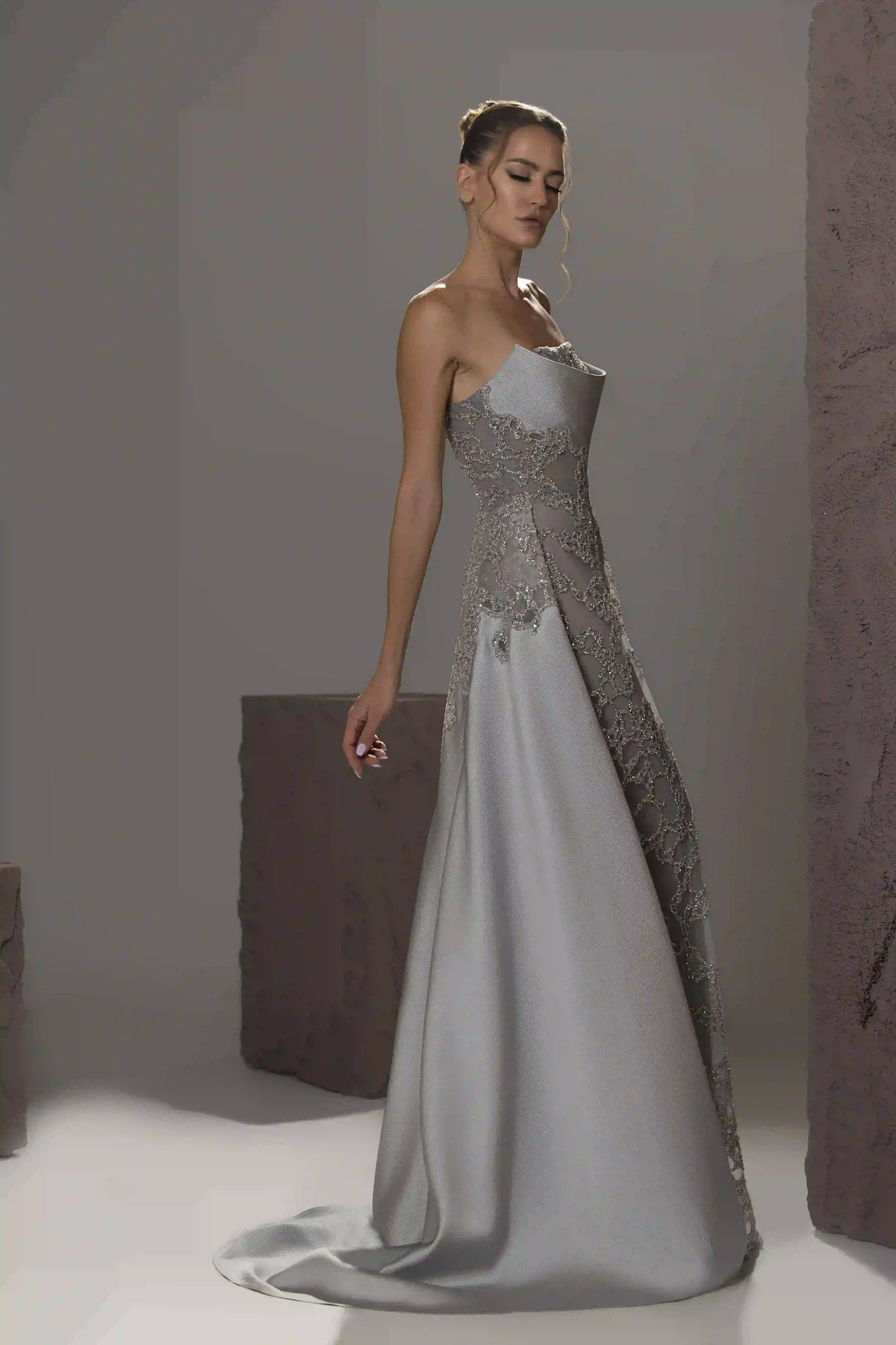 Strapless Crystal Lattice Gown