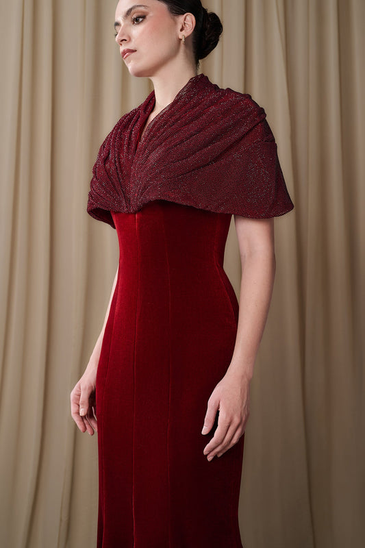 Velvet Shawl-Collar Mermaid Gown