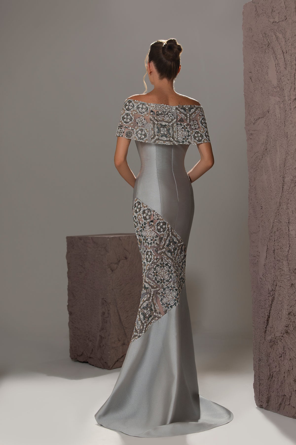 Off-Shoulder Beaded Mermaid Gown