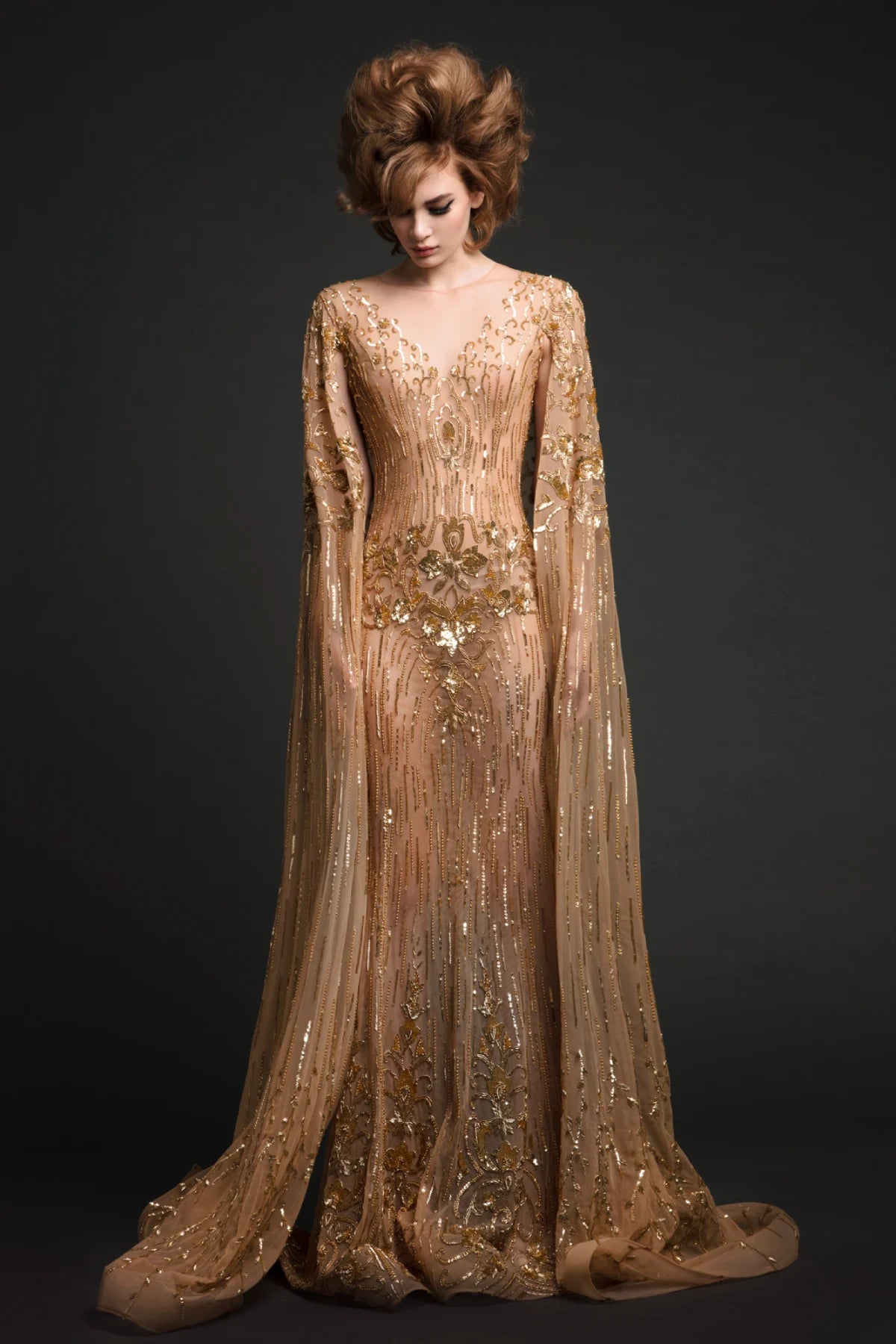Cape Sleeves Long Dress