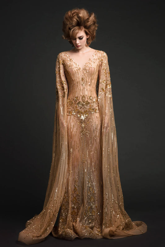 Cape Sleeves Long Dress