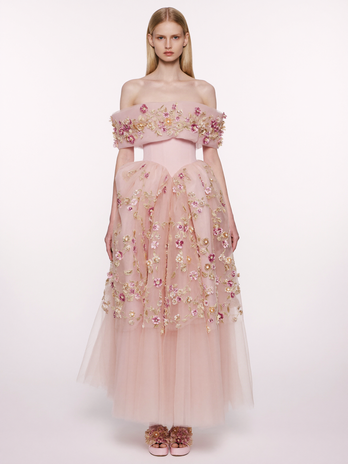 Off-Shoulder Basque Waist Gown