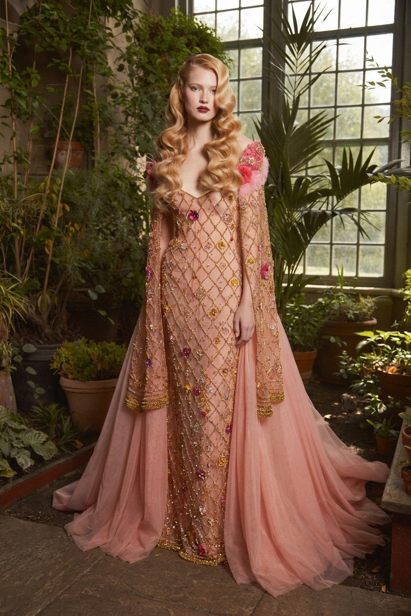 Cape Sleeve Gown