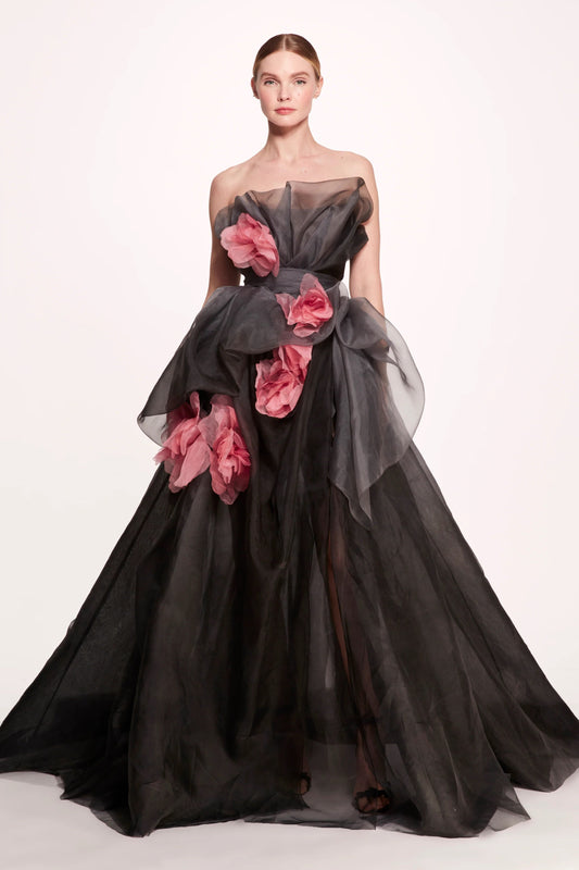 Textured Organza Ombre Ball Gown