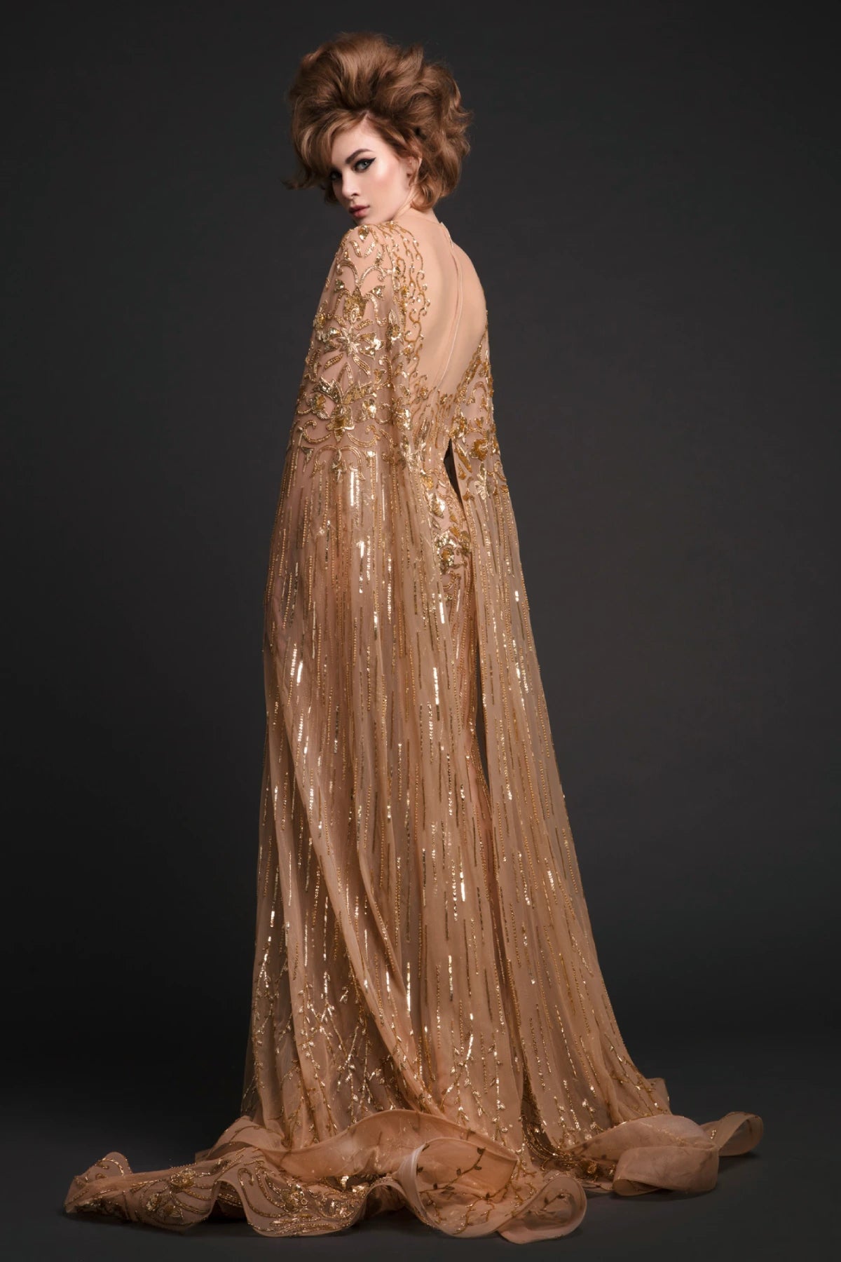Cape Sleeves Long Dress