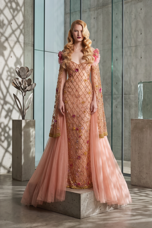Cape Sleeve Gown