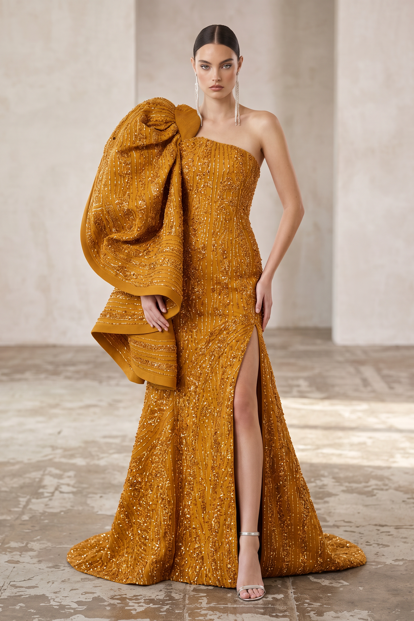 One-Shoulder Asymmetric Gown