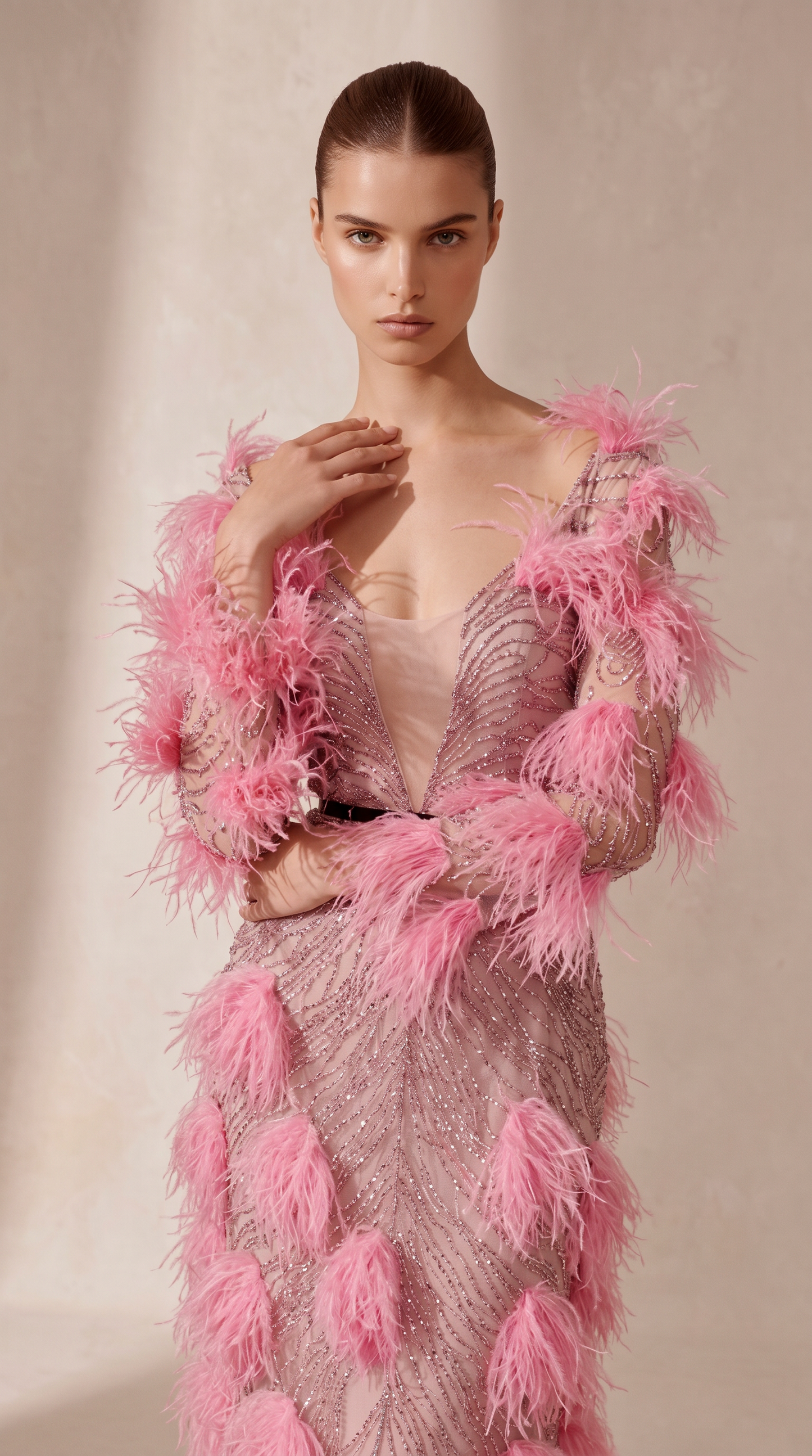 Feather Detailed Gown