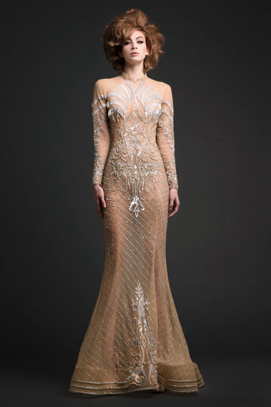 High Neck Trumpet Dress