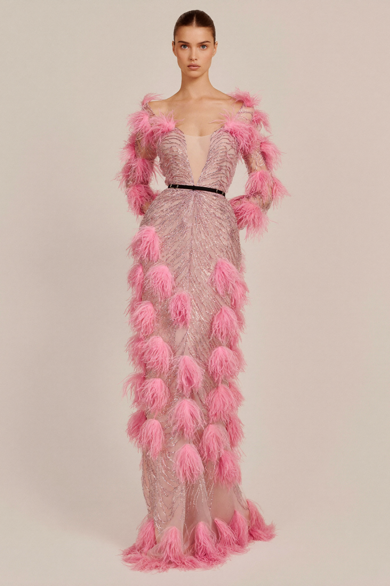 Feather Detailed Gown