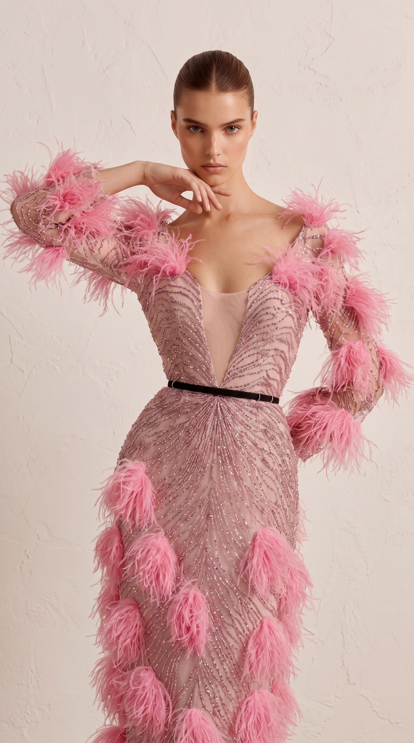 Feather Detailed Gown