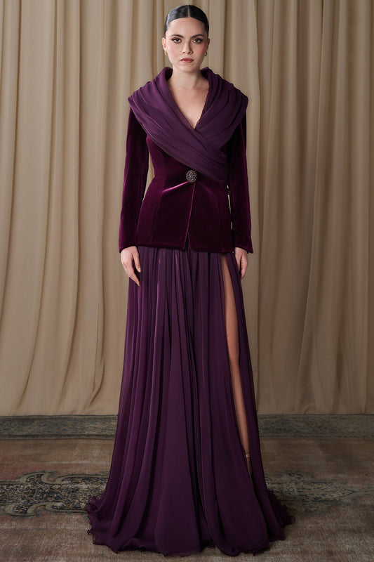 Velvet Jacket Skirt Set
