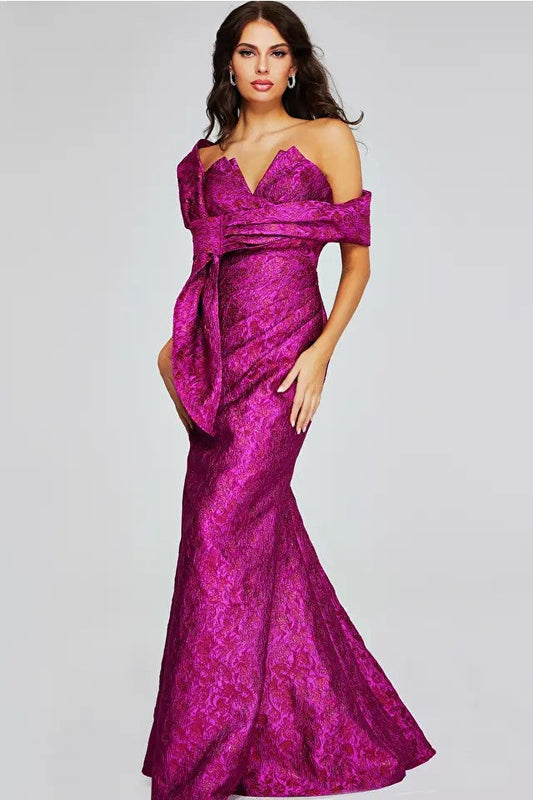 Strapless Printed Gown
