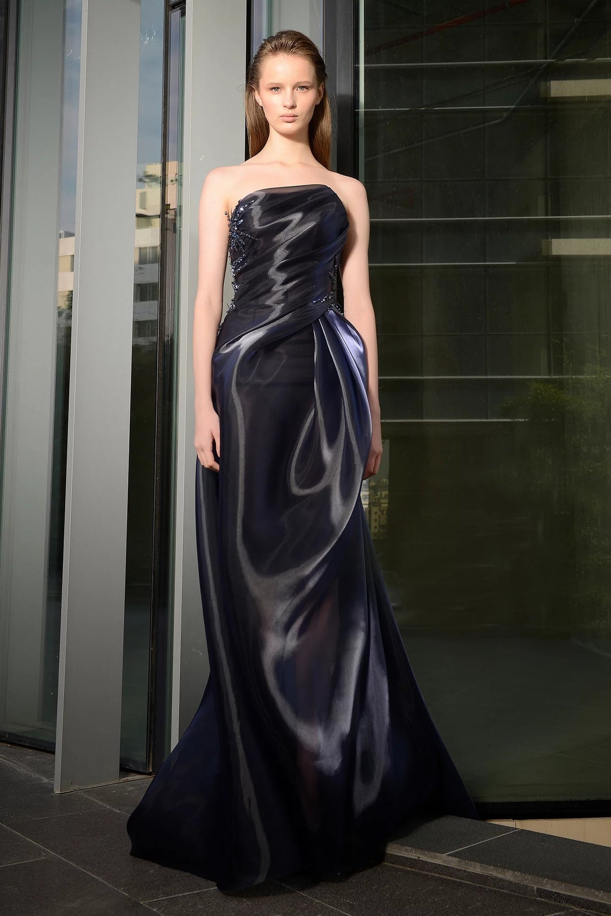 Asymmetrical Organza Gown