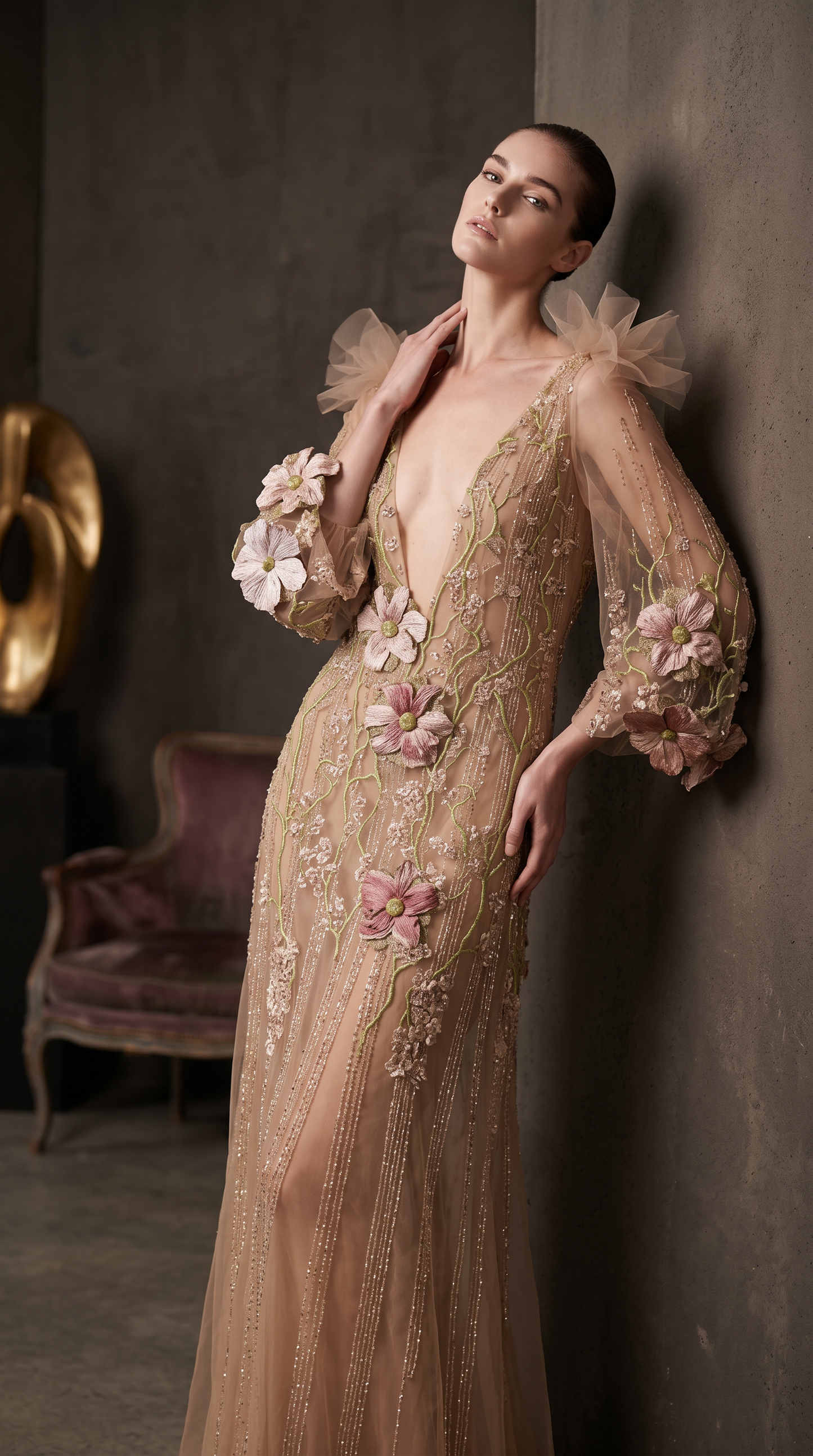 Long Sleeve Evening Dress
