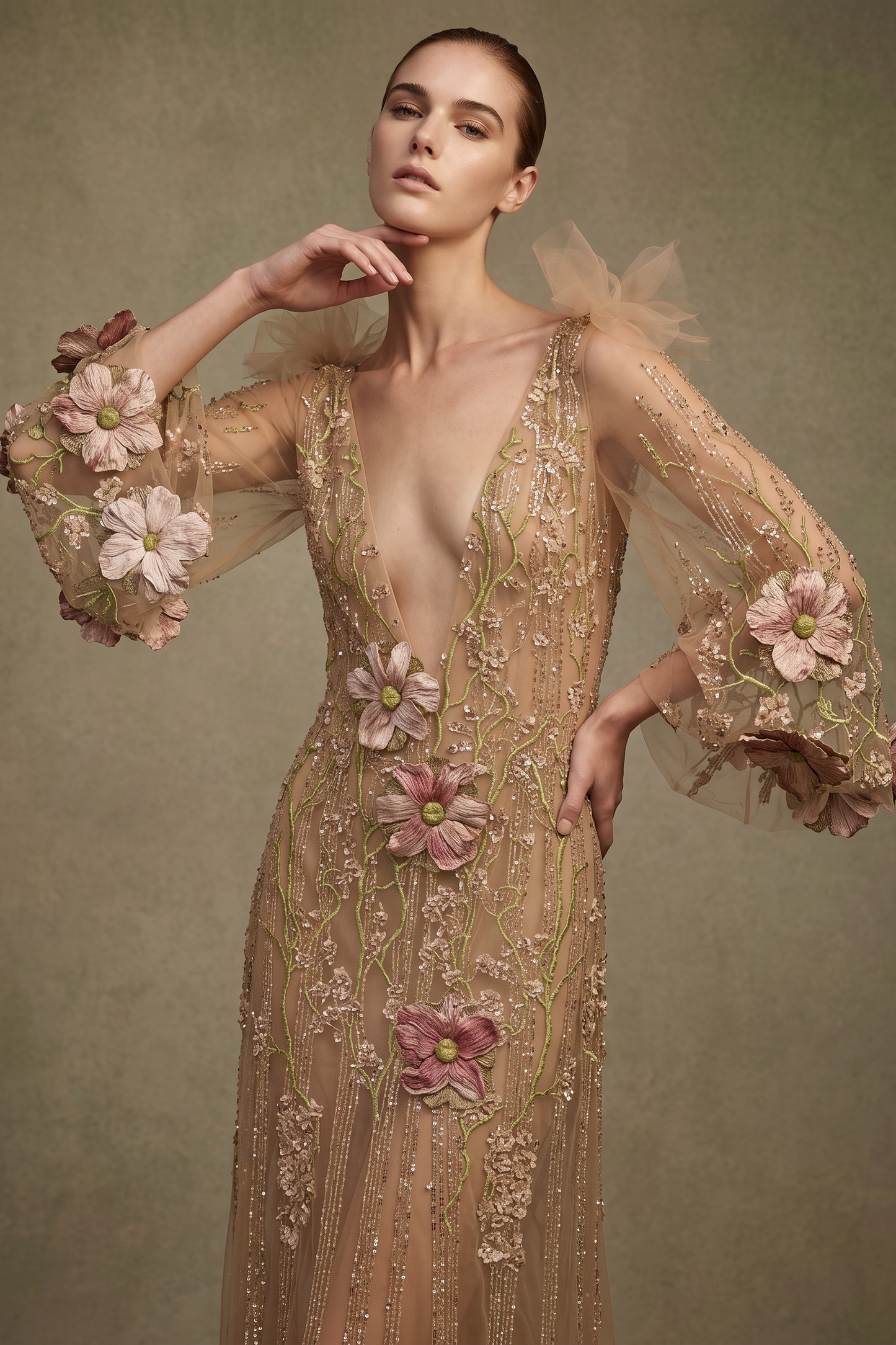 Long Sleeve Evening Dress