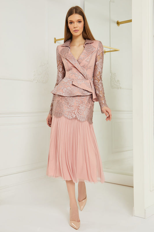 Long Sleeve Jacket and Midi Skirt