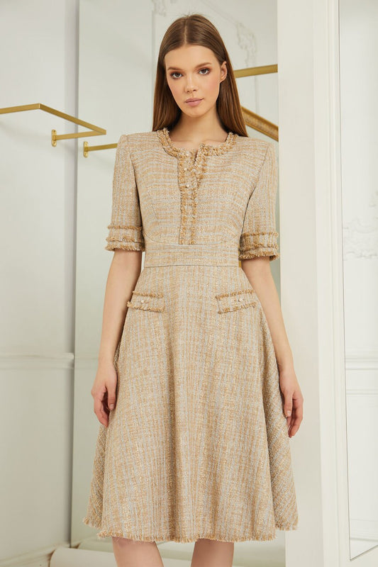 French Tweed Short Sleeve Dress