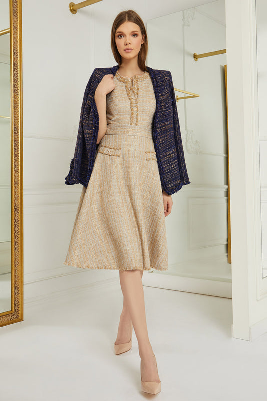 French Tweed Short Sleeve Dress and Jacket
