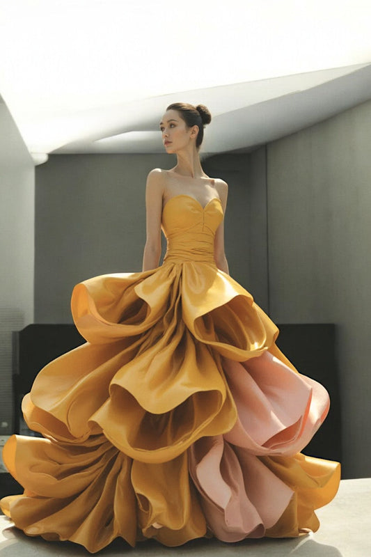 A-Line Ruffled Gown
