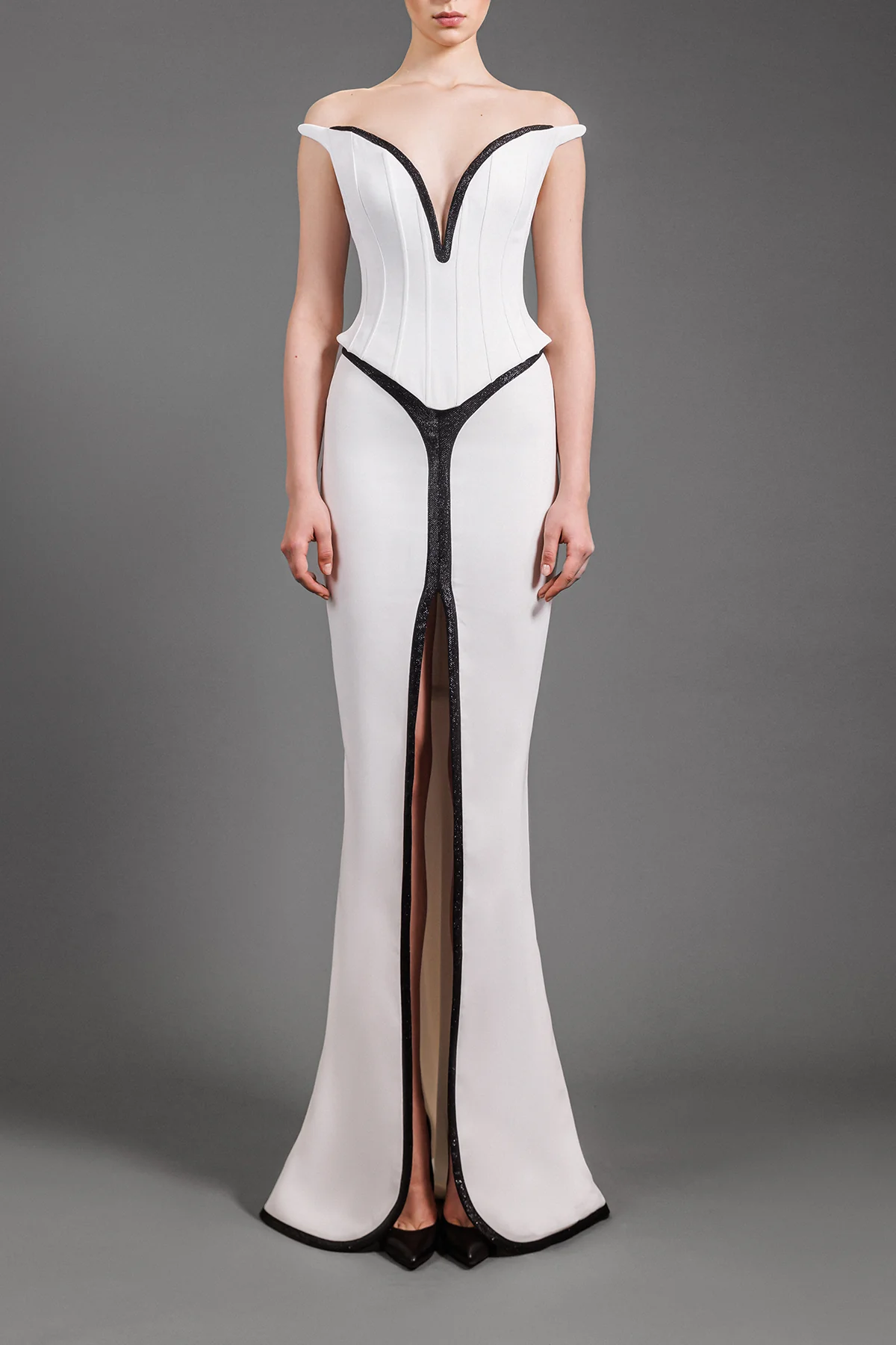 Crêpe Structured Corset Gown