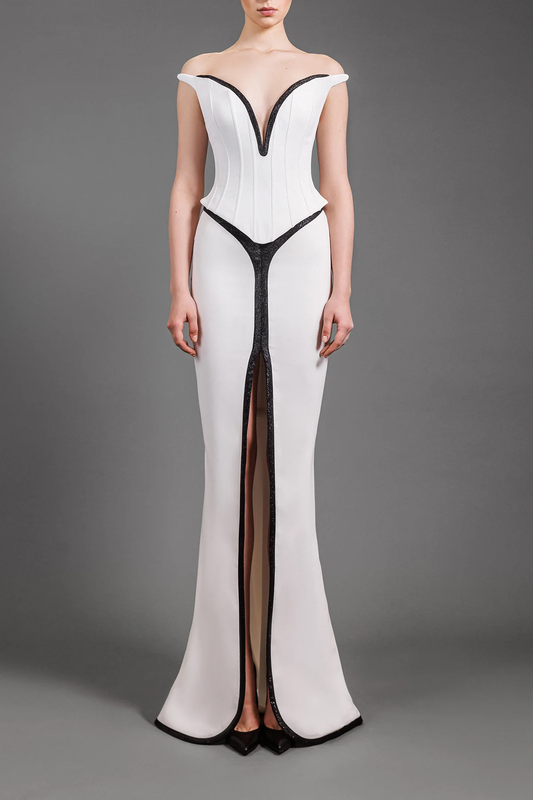 Crêpe Structured Corset Gown