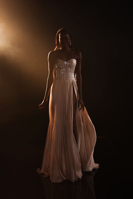 Beaded Silky Gown & Jacket