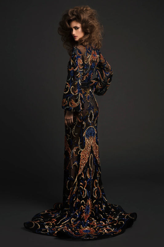 Long Sleeves Sequined Dress