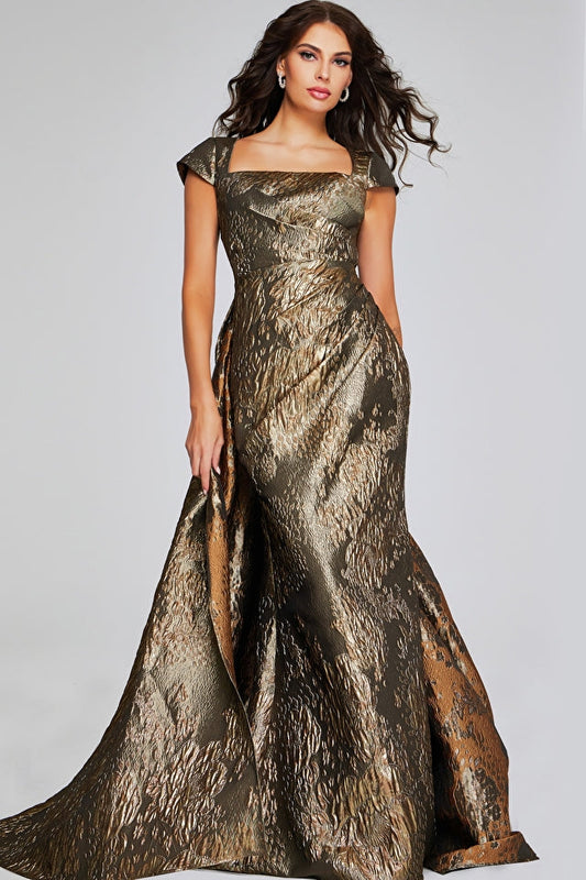 Textured Cap Sleeve Gown