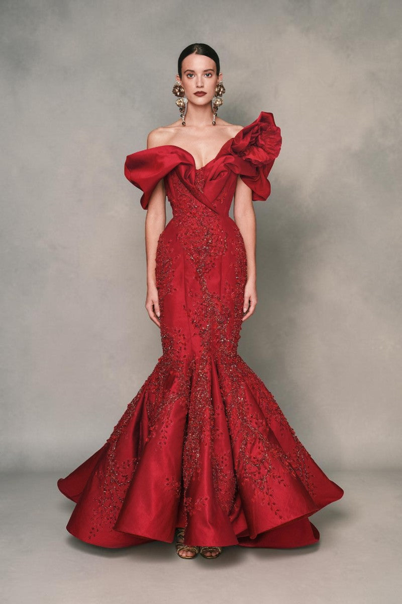 Off-Shoulder Evening Gown