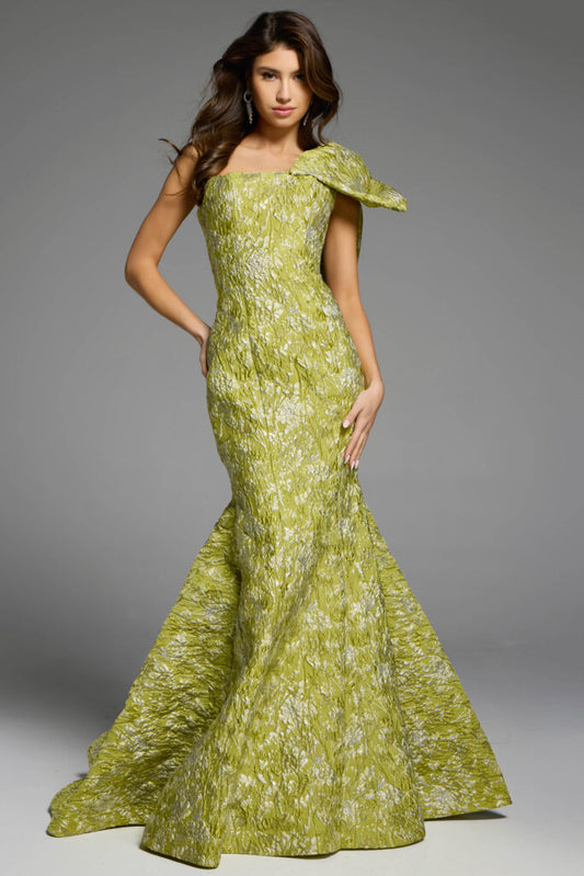 One-Shoulder Textured Gown