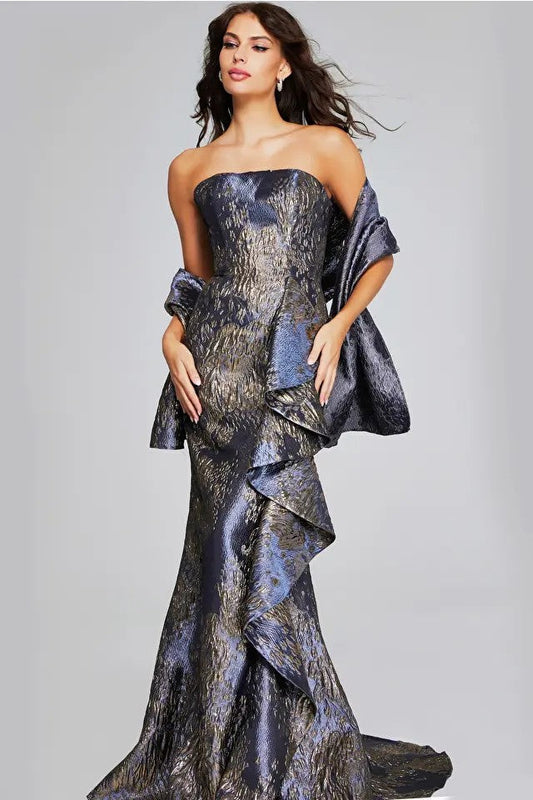 Strapless Gown with Cascading Ruffle