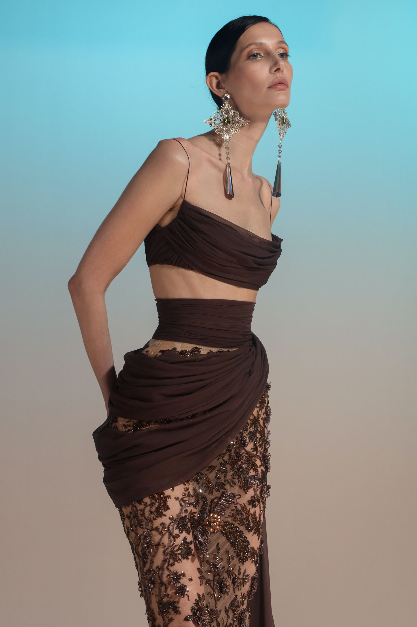 Draped Two-Piece Gown