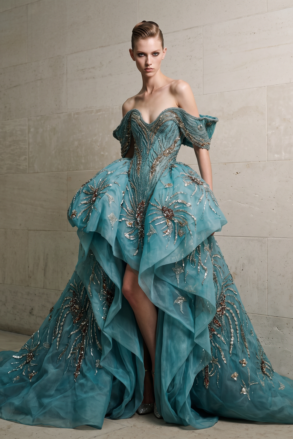 Off-Shoulder Evening Gown