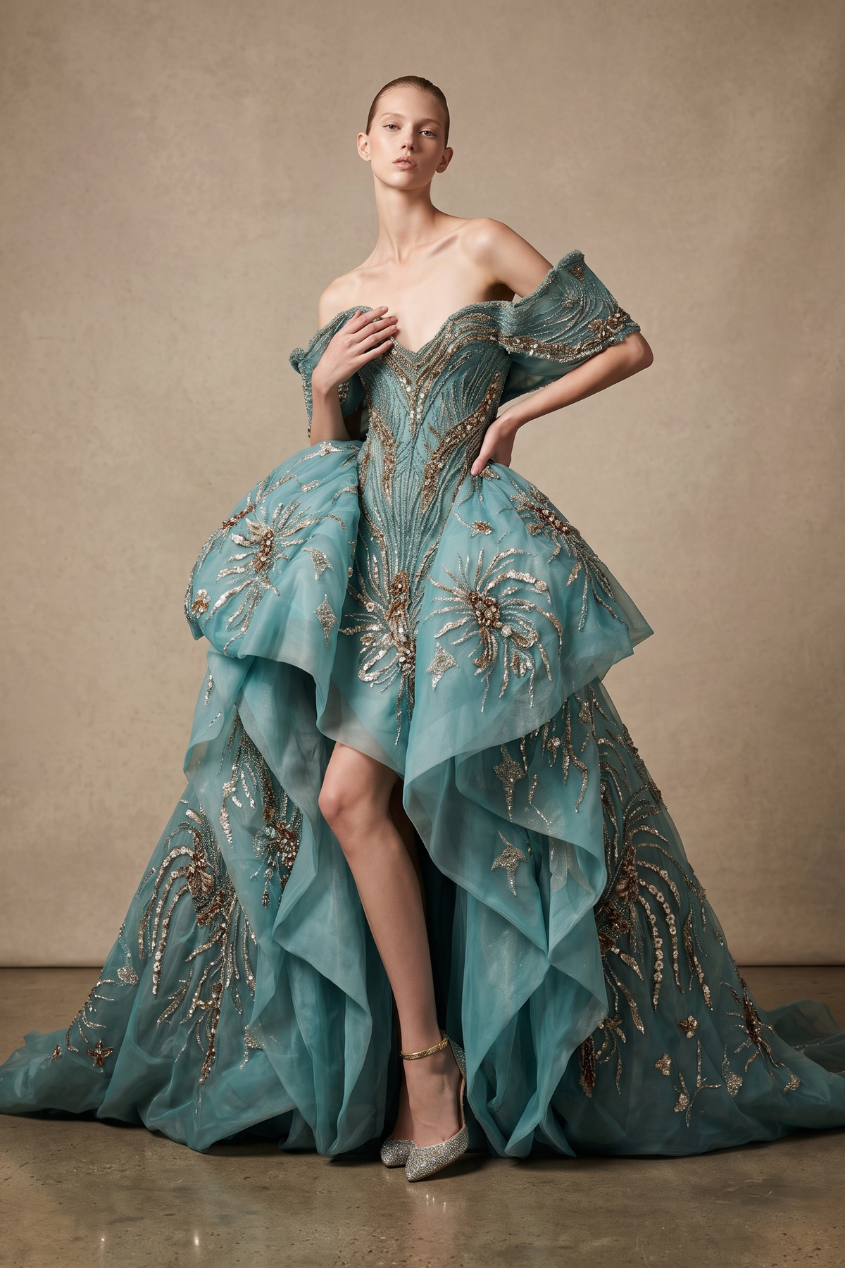 Off-Shoulder Evening Gown