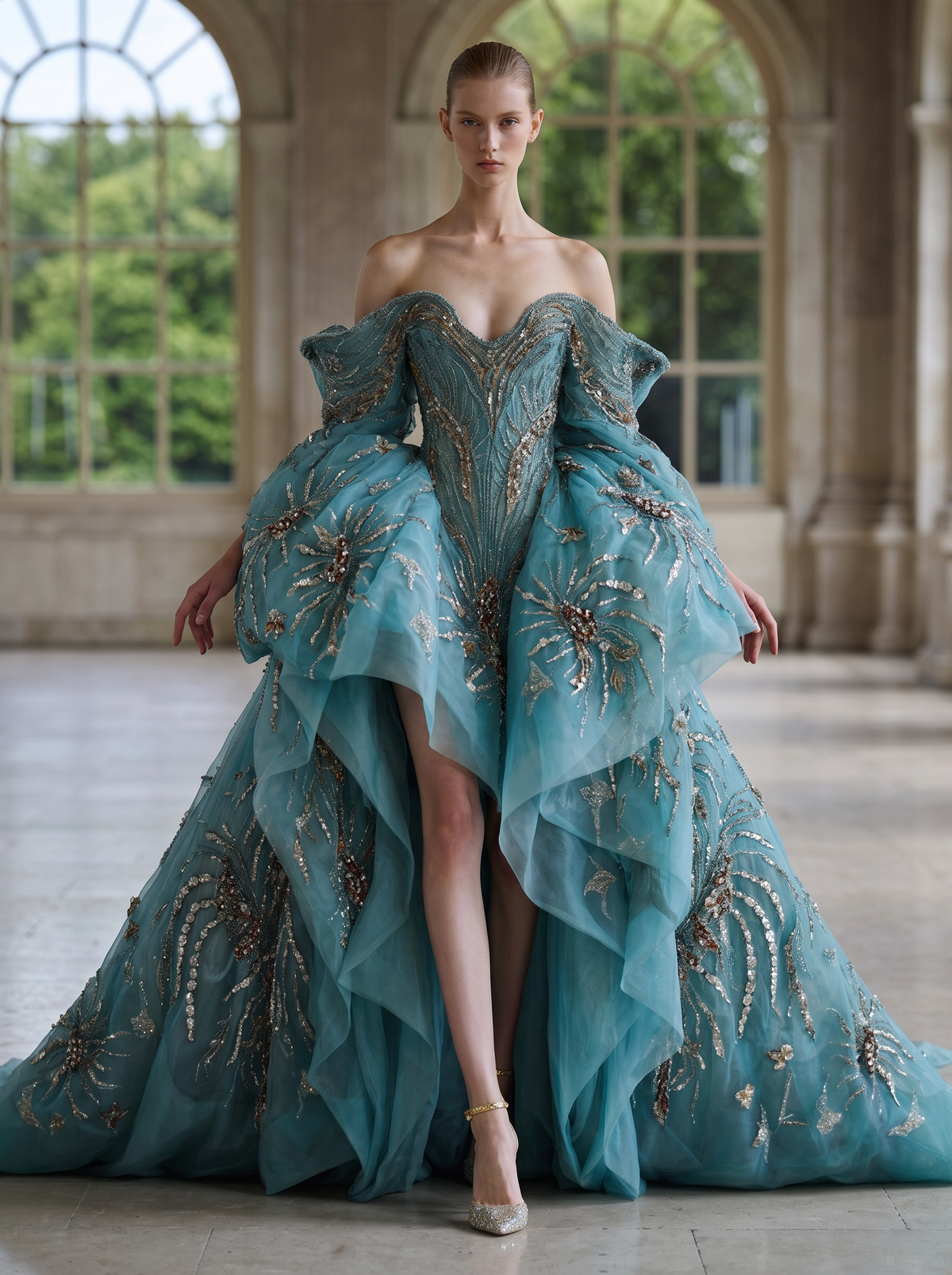 Off-Shoulder Evening Gown