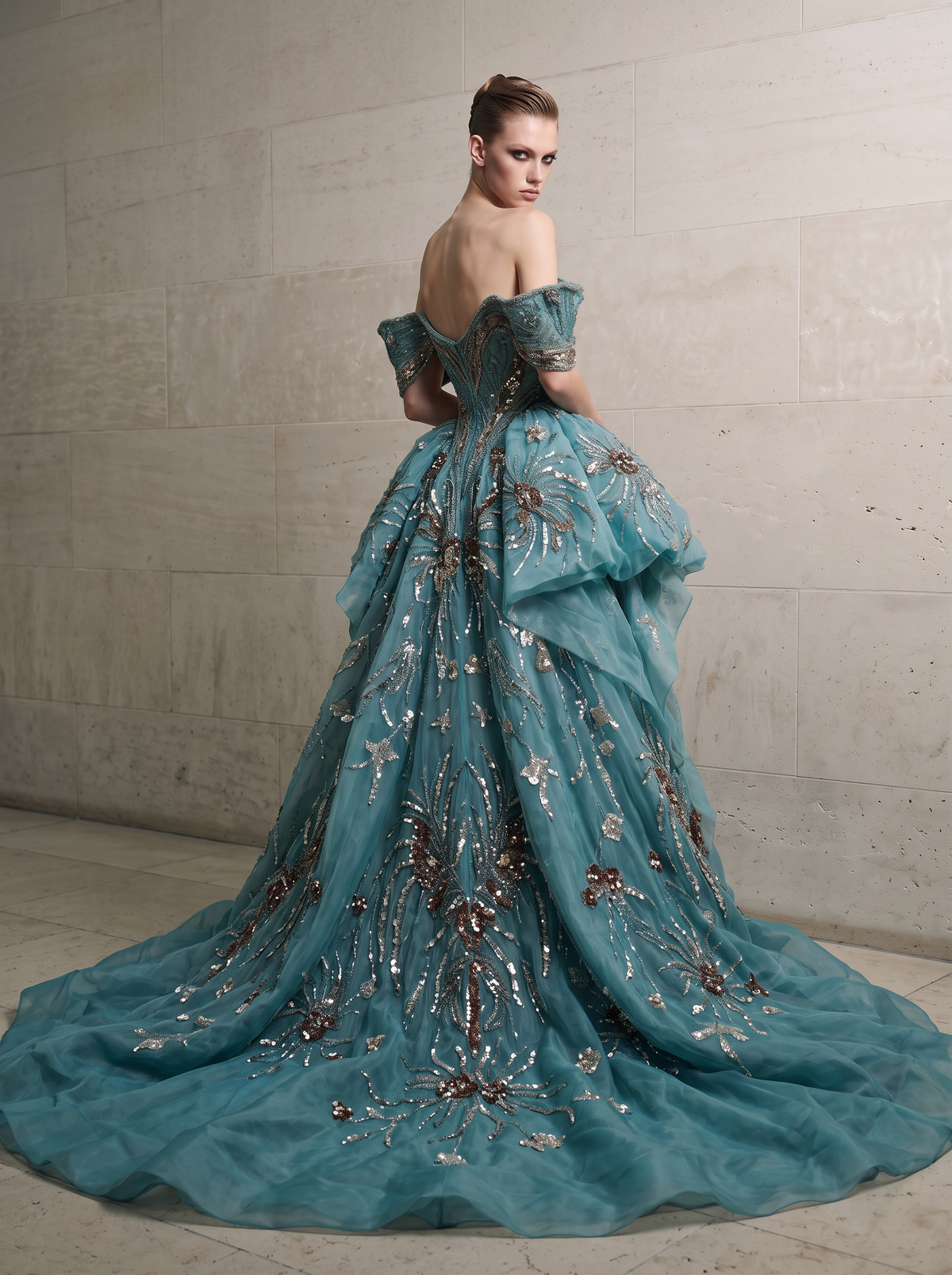Off-Shoulder Evening Gown