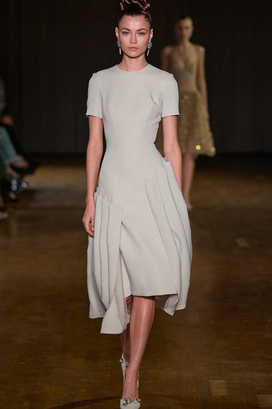 Short Sleeve Pleated Midi Dress