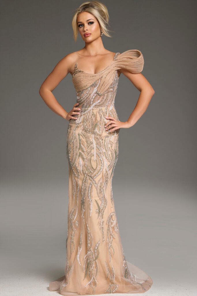Sculpted One-Shoulder Gown