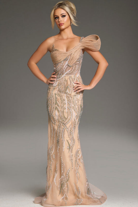 Sculpted One-Shoulder Gown
