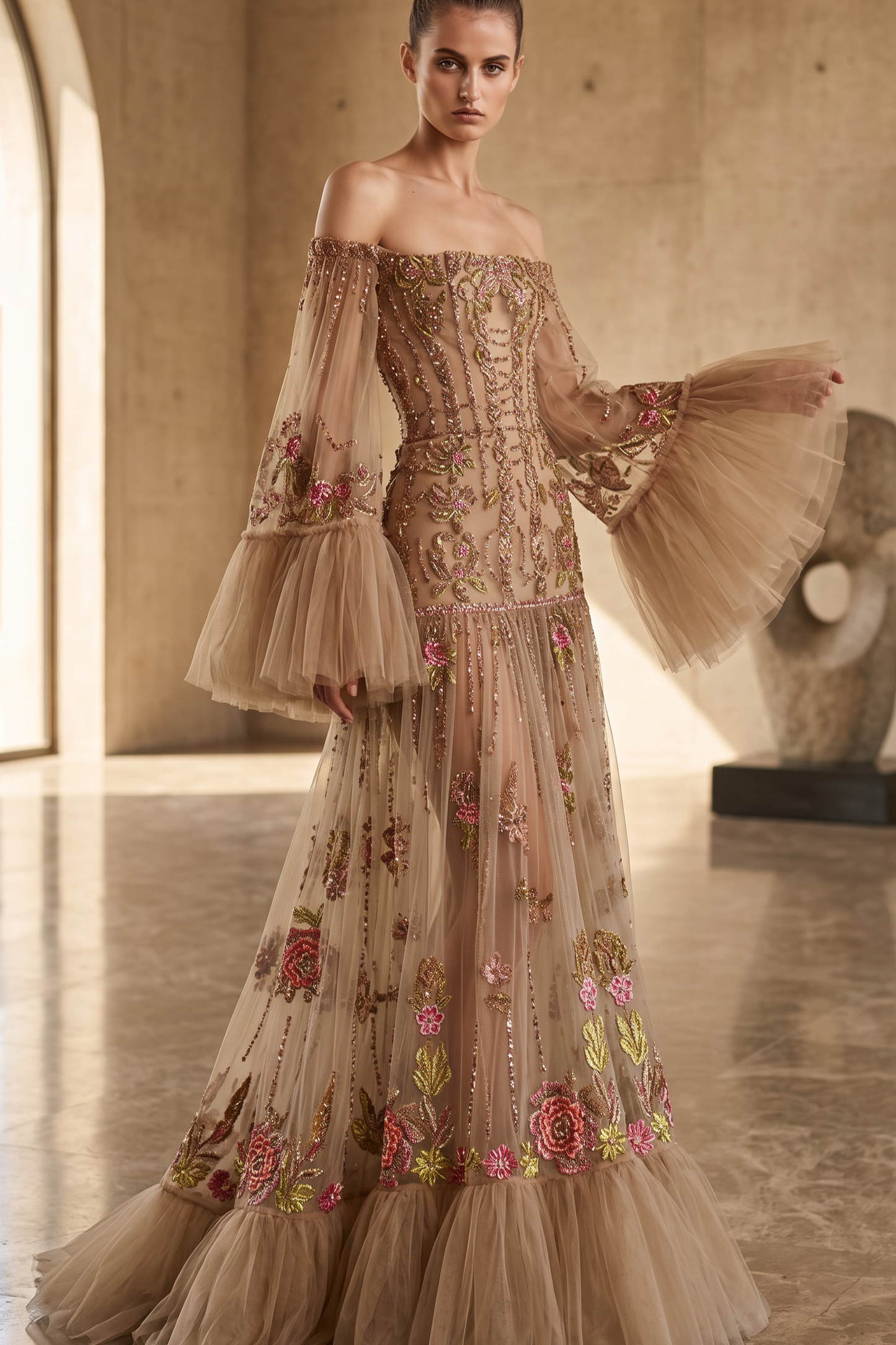 Strapless Neckline Evening Gown