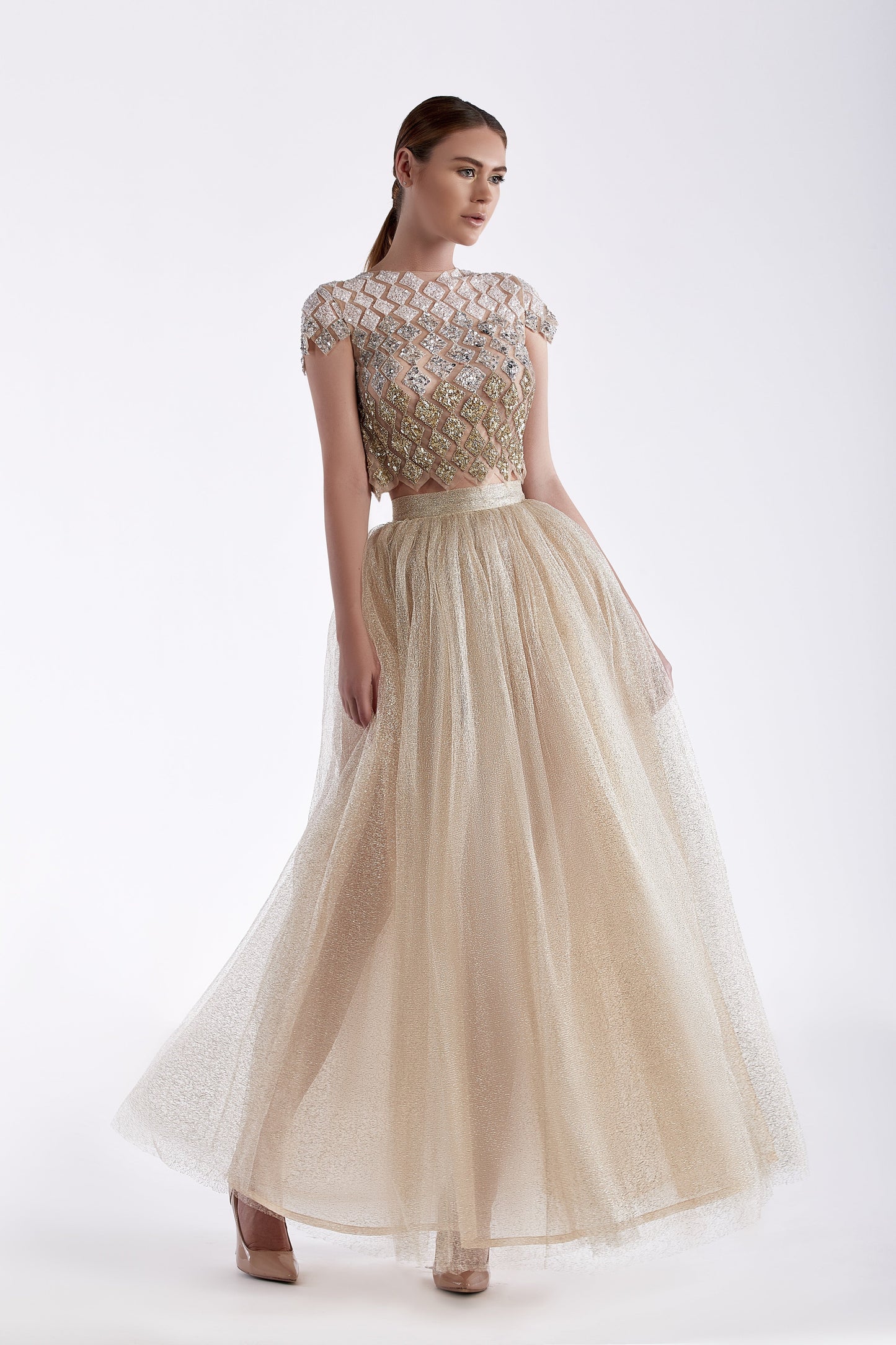 Tulle Skirt and Embroidered Top