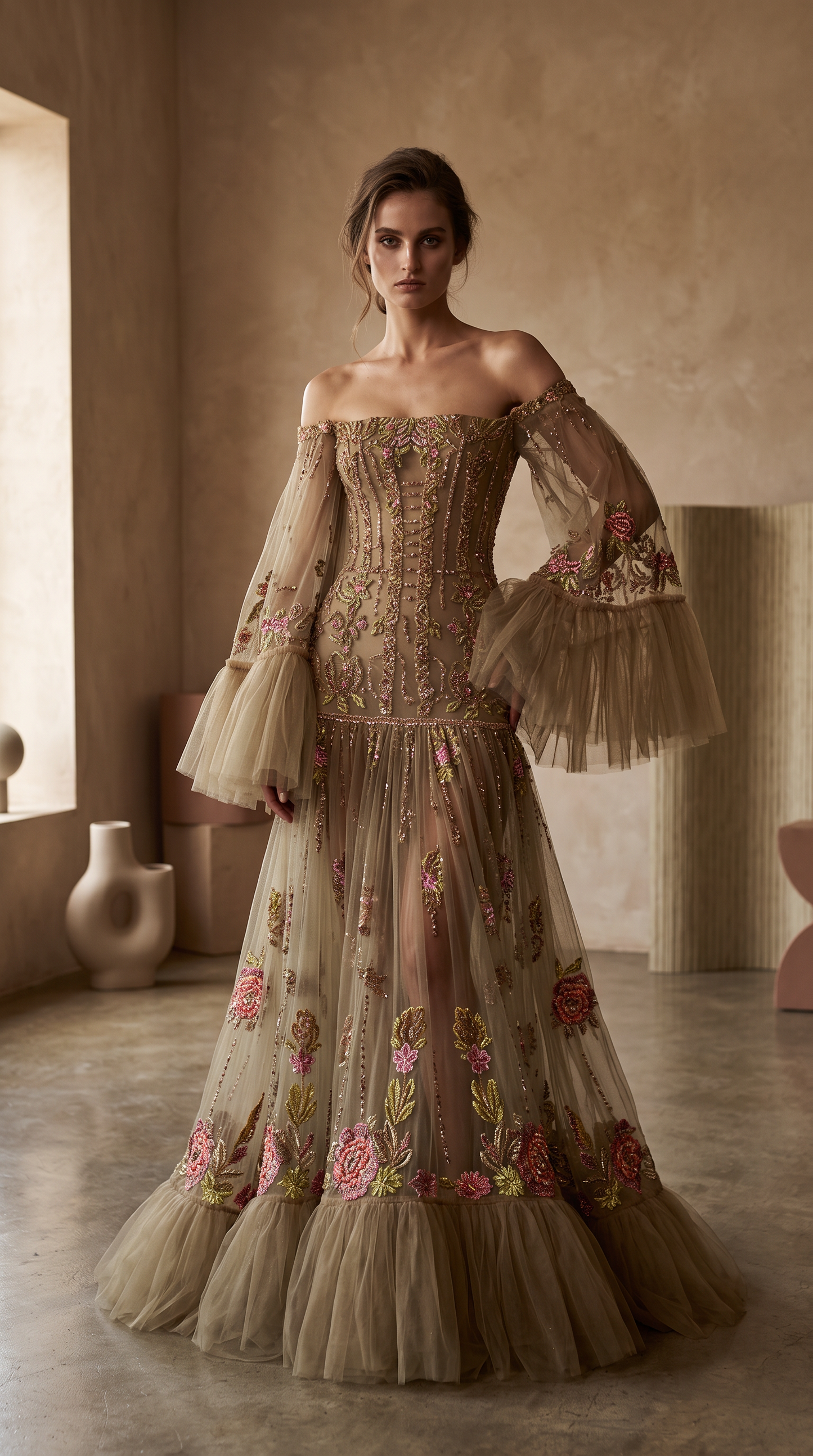 Strapless Neckline Evening Gown