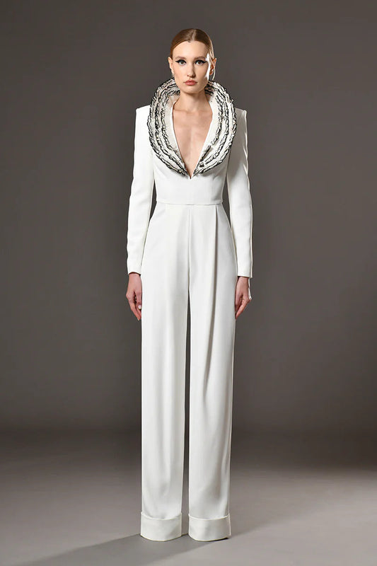 Feather Embroidered Jumpsuit