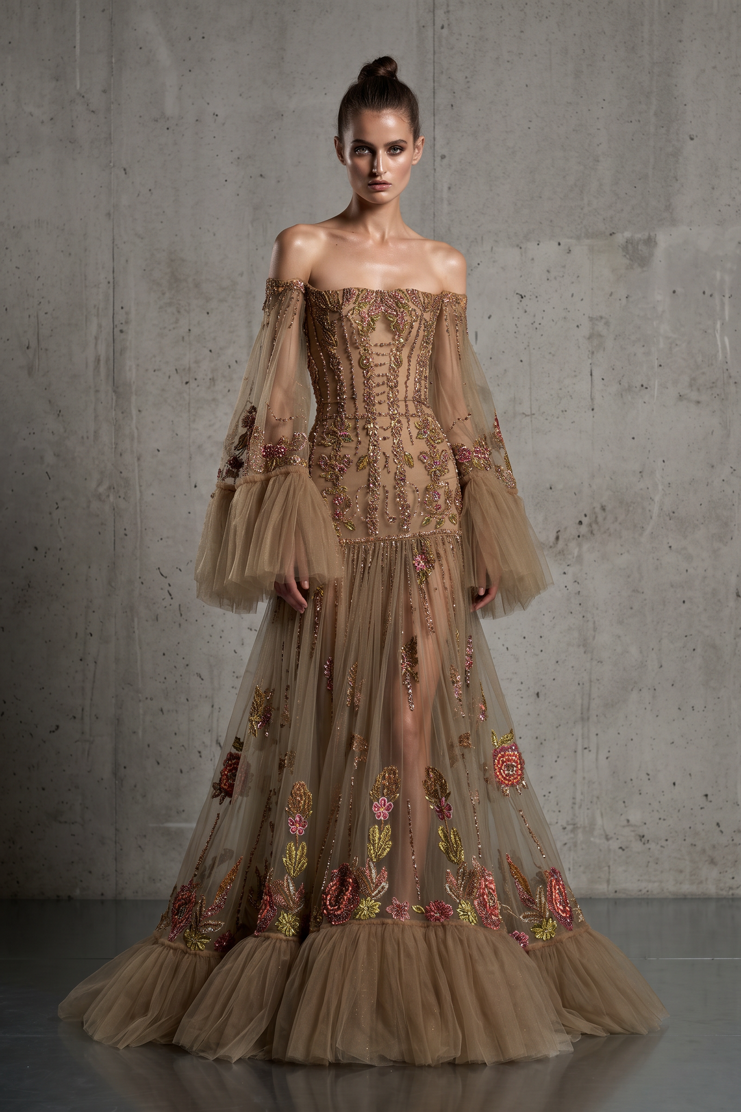 Strapless Neckline Evening Gown