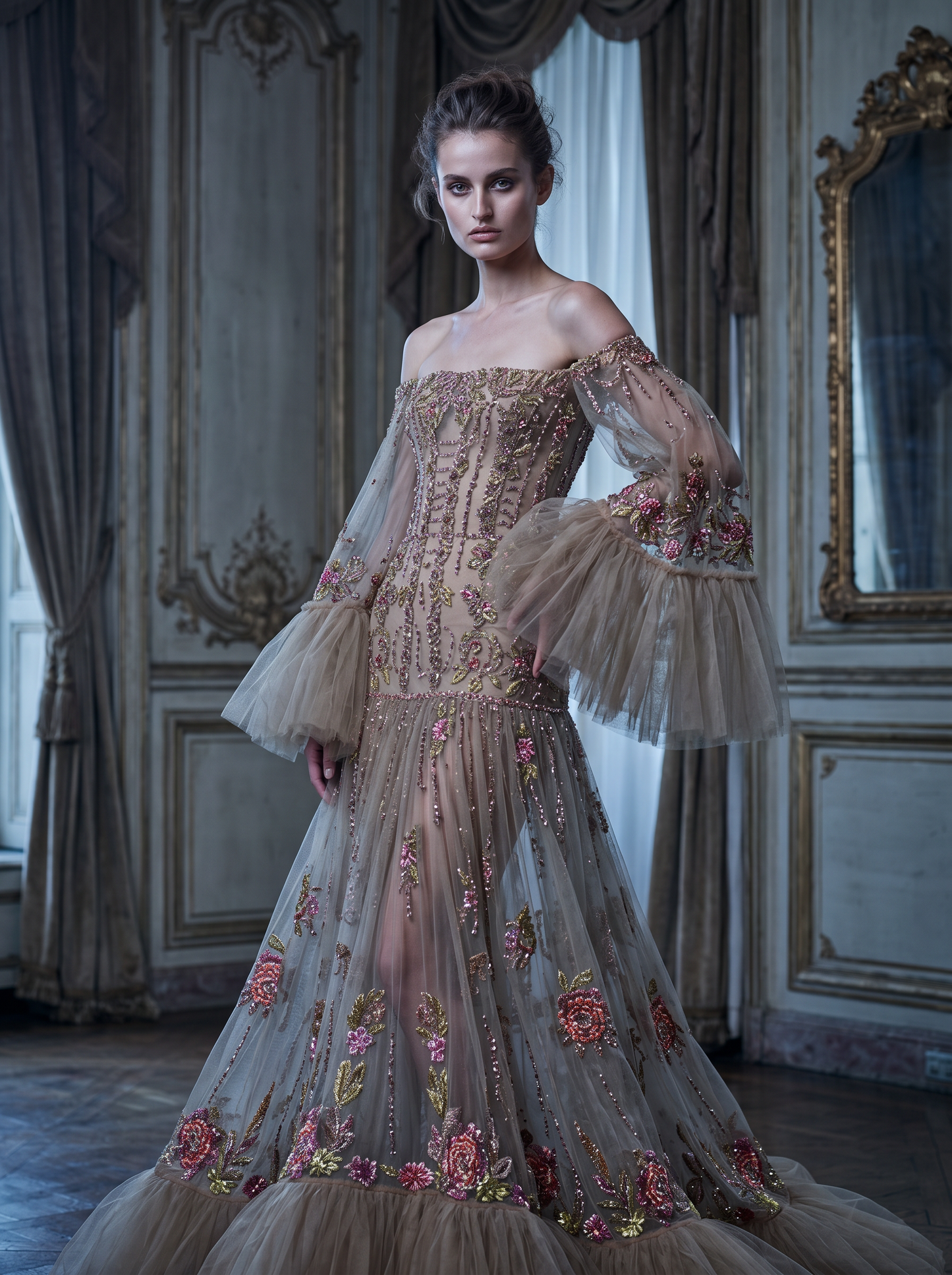 Strapless Neckline Evening Gown
