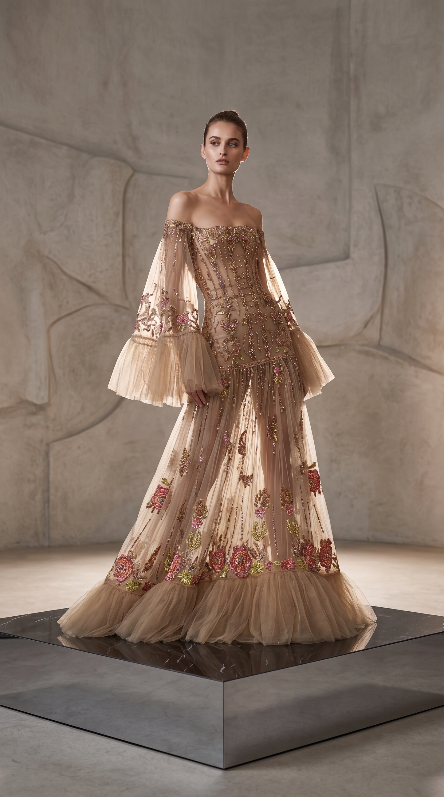 Strapless Neckline Evening Gown