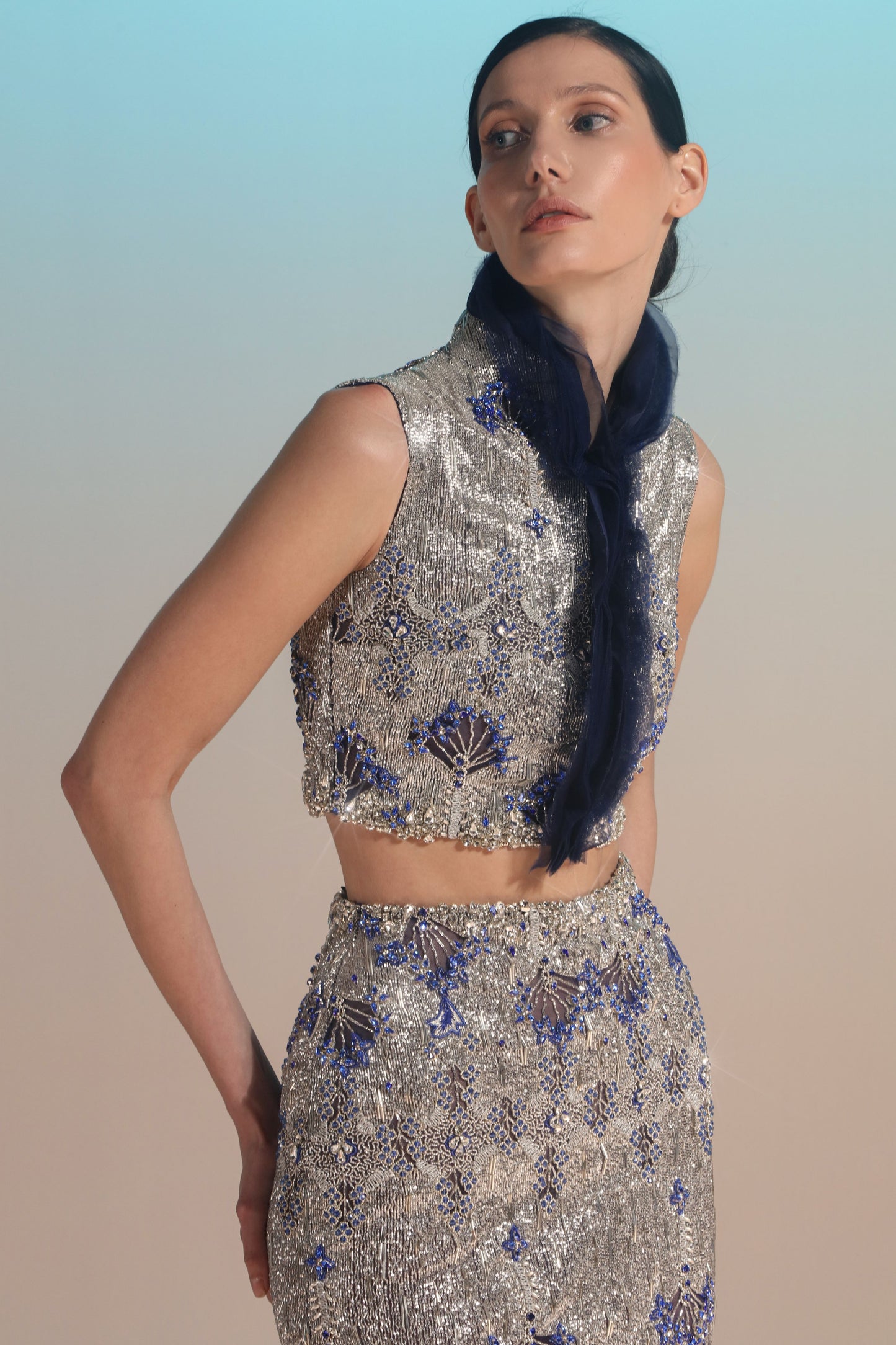 Two-Piece Fully Beaded Gown