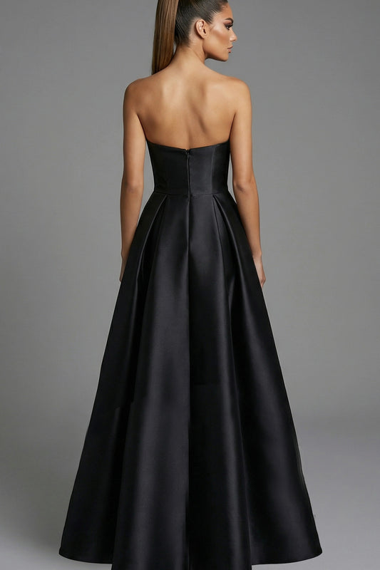Strapless Ball Gown With Crystal Bow Accents
