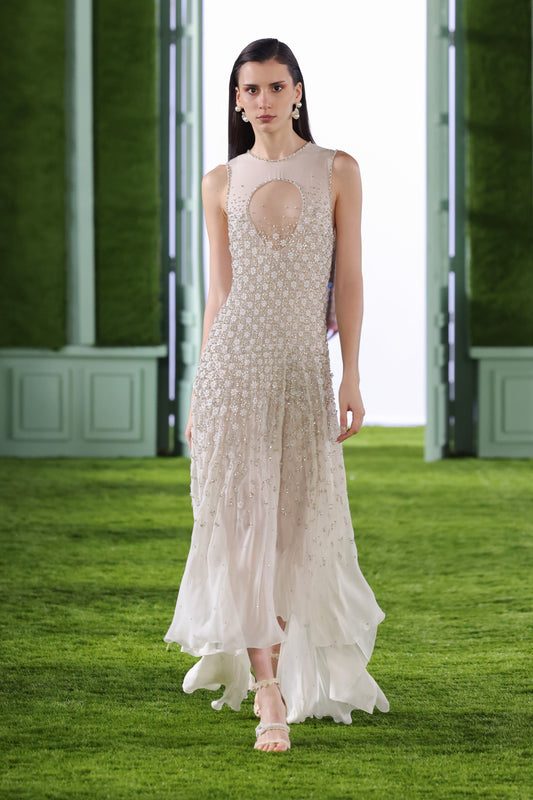 Beaded Georgette Midi Dress